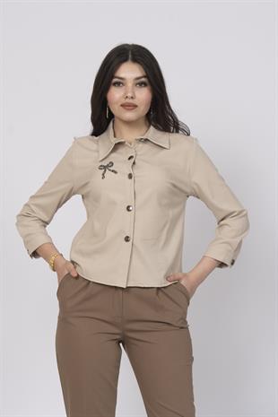 Kısa Nakış İşlemeli Gömlek 70007