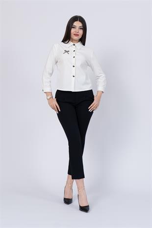 Kısa Nakış İşlemeli Gömlek 70007