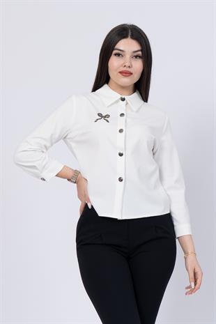 Kısa Nakış İşlemeli Gömlek 70007