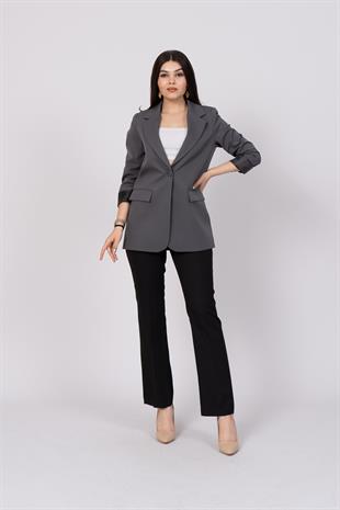 Klasik Görünüm Tek Düğmeli Blazer Ceket 8614