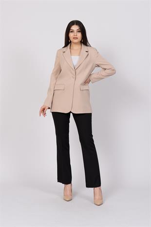 Klasik Görünüm Tek Düğmeli Blazer Ceket 8614