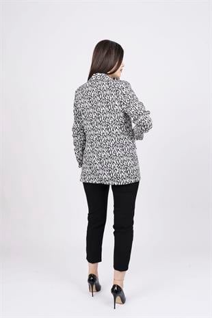 Kolu Kendinden Katlamalı Floş Viskon Astarsız Ceket 8584