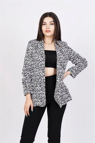 Kolu Kendinden Katlamalı Floş Viskon Astarsız Ceket 8584