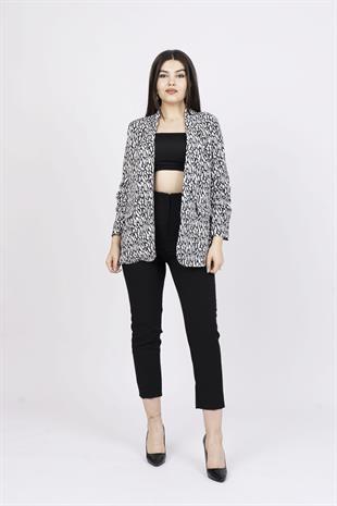 Kolu Kendinden Katlamalı Floş Viskon Astarsız Ceket 8584