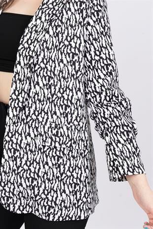 Kolu Kendinden Katlamalı Floş Viskon Astarsız Ceket 8584