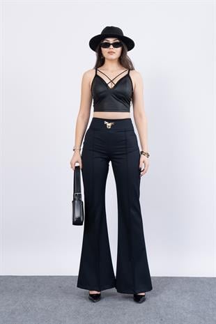 Korsaj Detaylı İspanyol Paça Pantolon 30214