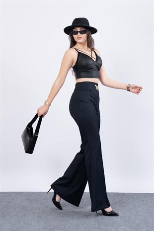 Korsaj Detaylı İspanyol Paça Pantolon 30214