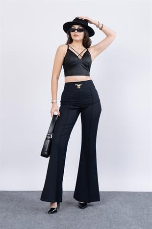 Korsaj Detaylı İspanyol Paça Pantolon 30214