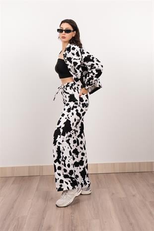 Kot Gabardin Ceket Ve Pantolon Desenli Takım 8615