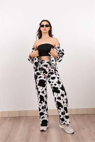 Kot Gabardin Ceket Ve Pantolon Desenli Takım 8615