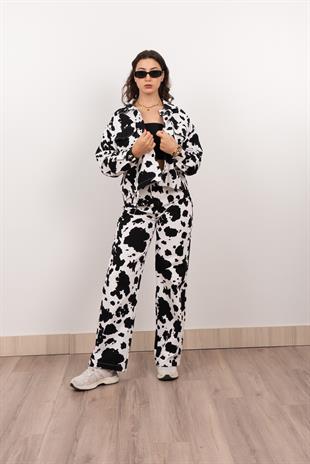 Kot Gabardin Ceket Ve Pantolon Desenli Takım 8615