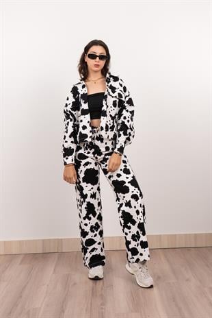 Kot Gabardin Ceket Ve Pantolon Desenli Takım 8615