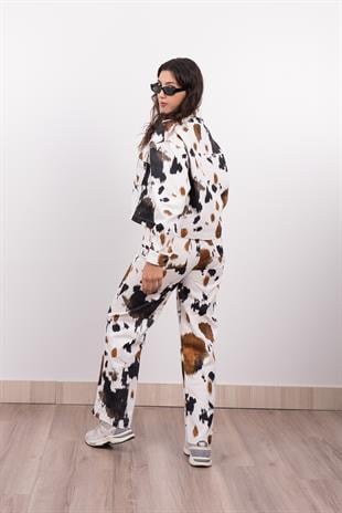 Kot Gabardin Ceket Ve Pantolon Desenli Takım 8615