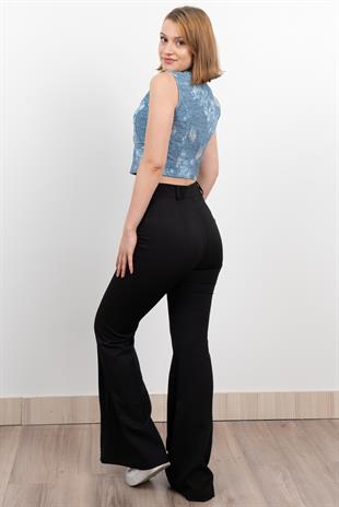 Kot Gabardin Yırtık Baskı Görünümlü Kısa Yelek 9131