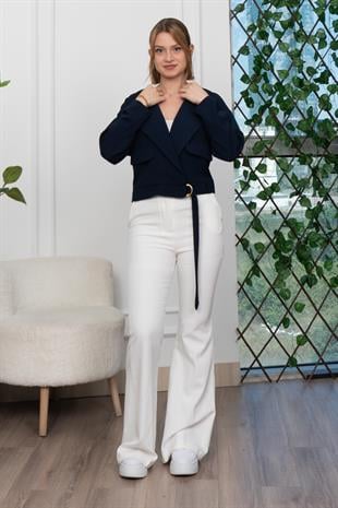 Kuşak Detaylı Kısa Ceket 8612