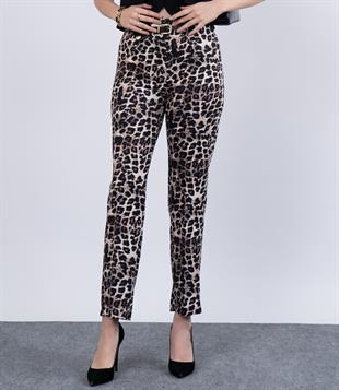 Leopar Kemerli Ve Deri Detaylı Pantolon 30191