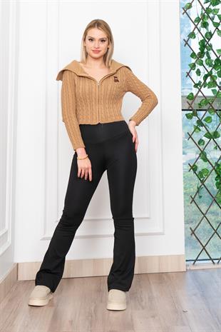 Madonna Yaka Fermuarlı Triko Kısa Hırka 34256