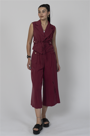 Midi Boy Bol Paça Pantolon Ve Yelek Takım 1223