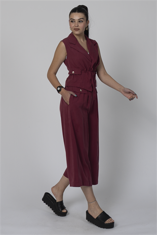 Midi Boy Bol Paça Pantolon Ve Yelek Takım 1223