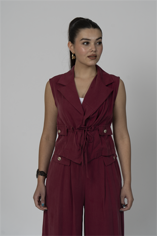 Midi Boy Bol Paça Pantolon Ve Yelek Takım 1223