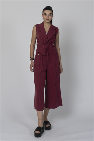 Midi Boy Bol Paça Pantolon Ve Yelek Takım 1223