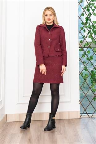 Miss Vina Buklet Kumaş Ceket Etek Takım 1277