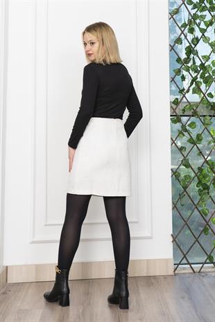 Miss Vina Pul Detyaylı Buklet Kumaş Mini Etek 6815