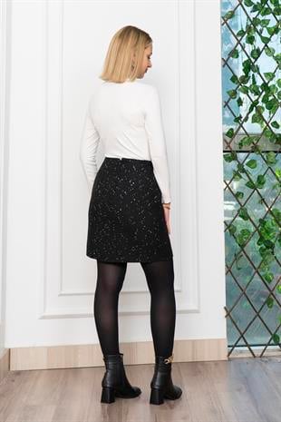 Miss Vina Pul Detyaylı Buklet Kumaş Mini Etek 6815