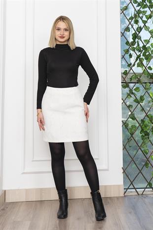 Miss Vina Pul Detyaylı Buklet Kumaş Mini Etek 6815