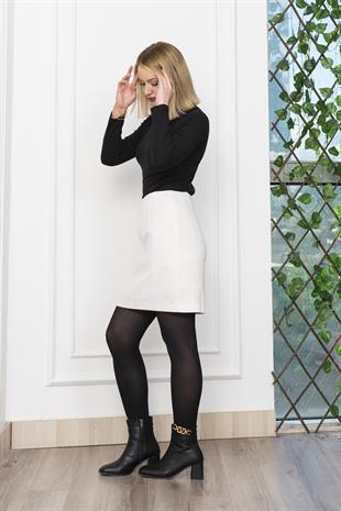 Miss Vina Pul Detyaylı Buklet Kumaş Mini Etek 6815