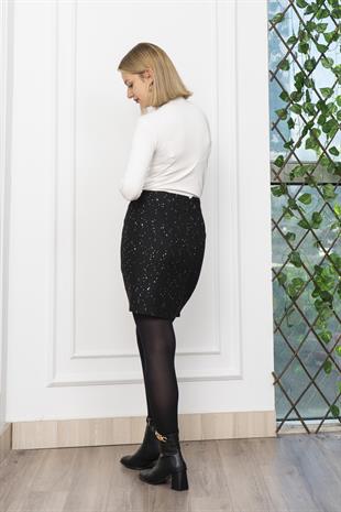 Miss Vina Pul Detyaylı Buklet Kumaş Mini Etek 6815