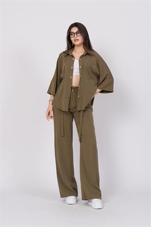 Modal Kumaş Çıtçıtlı Ceket Beli Lastikli Pantolon Takım 1208
