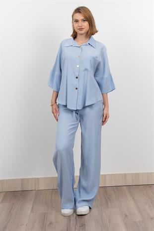 Modal Kumaş Çıtçıtlı Ceket Beli Lastikli Pantolon Takım 1208