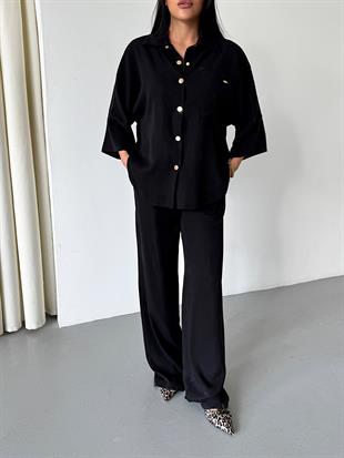 Modal Kumaş Çıtçıtlı Ceket Beli Lastikli Pantolon Takım 1208