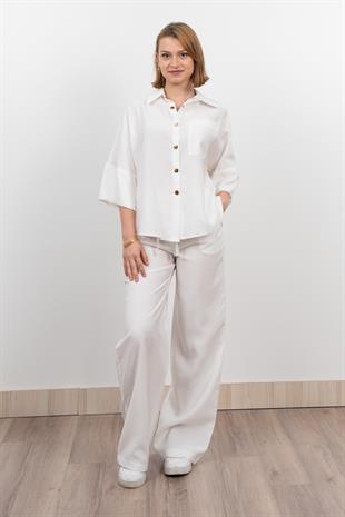 Modal Kumaş Çıtçıtlı Ceket Beli Lastikli Pantolon Takım 1208