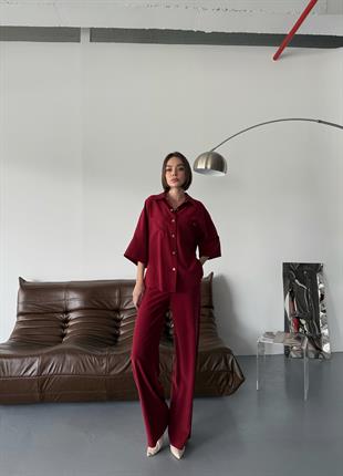 Modal Kumaş Çıtçıtlı Ceket Beli Lastikli Pantolon Takım 1208