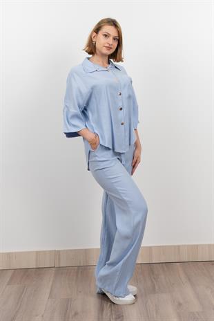 Modal Kumaş Çıtçıtlı Ceket Beli Lastikli Pantolon Takım 1208