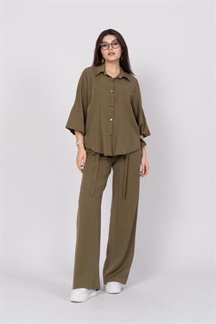 Modal Kumaş Çıtçıtlı Ceket Beli Lastikli Pantolon Takım 1208