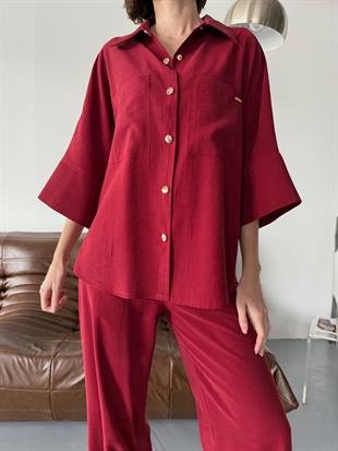 Modal Kumaş Çıtçıtlı Ceket Beli Lastikli Pantolon Takım 1208