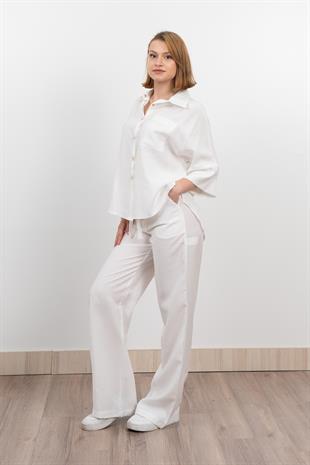 Modal Kumaş Çıtçıtlı Ceket Beli Lastikli Pantolon Takım 1208