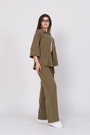 Modal Kumaş Çıtçıtlı Ceket Beli Lastikli Pantolon Takım 1208
