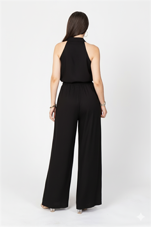 Modal Kumaş Hafifliği Degaje Yaka Detay ve Bol Paça Pantolon Takım 1227