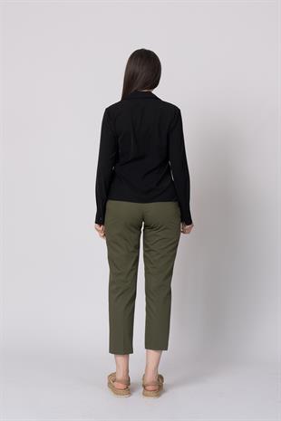 Nervür Dikişli Cepli Şifon Gömlek 7998