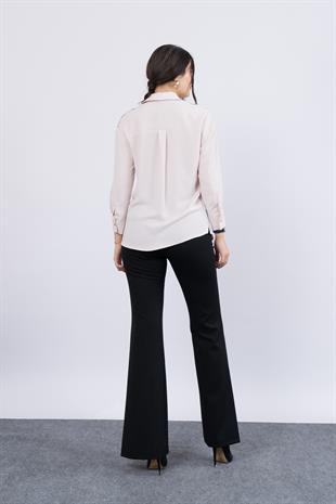 Omuz Apolet Detaylı Uzun Kol Gömlek 7996