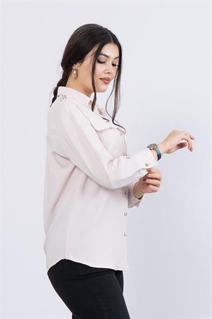 Omuz Apolet Detaylı Uzun Kol Gömlek 7996