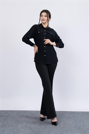 Omuz Apolet Detaylı Uzun Kol Gömlek 7996