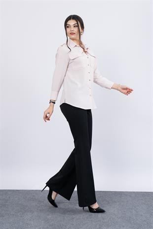 Omuz Apolet Detaylı Uzun Kol Gömlek 7996