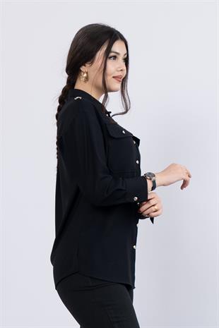 Omuz Apolet Detaylı Uzun Kol Gömlek 7996