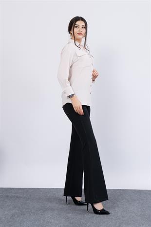 Omuz Apolet Detaylı Uzun Kol Gömlek 7996