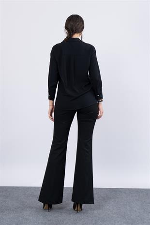 Omuz Apolet Detaylı Uzun Kol Gömlek 7996